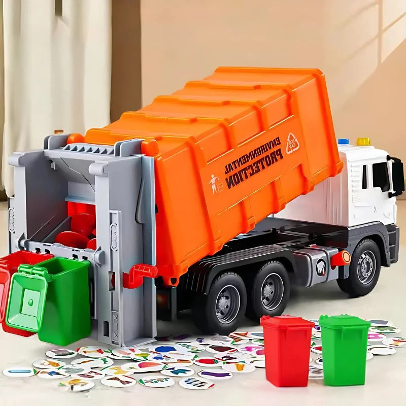 Interactieve vuilniswagen met licht, geluid en kiepbare container
