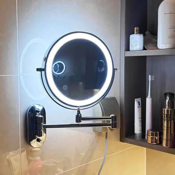 Hollevo™ Oplaadbare make-upspiegel met LED-licht en vergroting