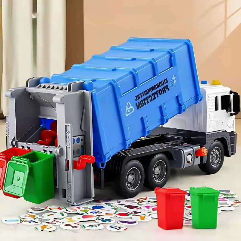 Interactieve vuilniswagen met licht, geluid en kiepbare container