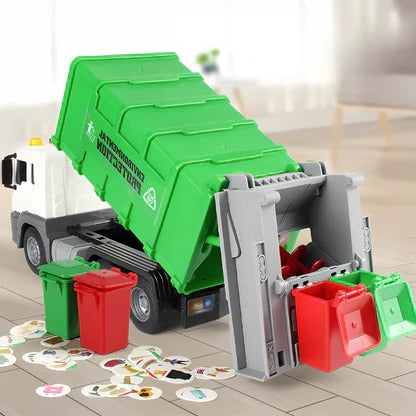 Interactieve vuilniswagen met licht, geluid en kiepbare container