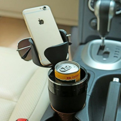 Hollevo™ Auto-organizer voor de bekerhouder met antislip telefoonvak