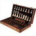 Hollevo™ Houten schaakspel met 34 stukken, inclusief twee extra figuren