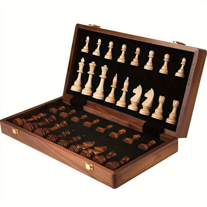 Hollevo™ Houten schaakspel met 34 stukken, inclusief twee extra figuren