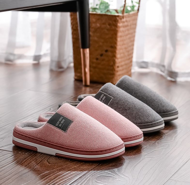 Heren warm pluche pantoffels met anti – uitglijden zool