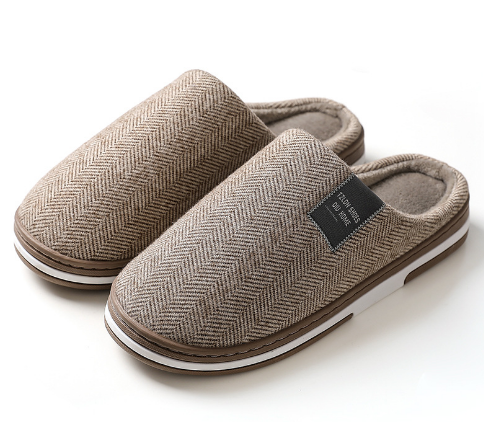 Heren warm pluche pantoffels met anti – uitglijden zool