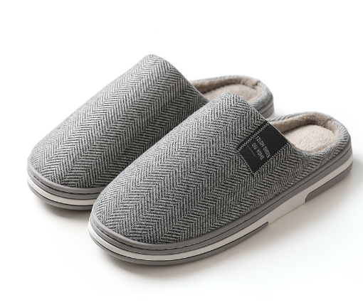 Heren warm pluche pantoffels met anti – uitglijden zool