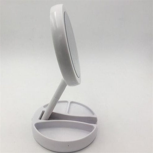 Opvouwbare LED-make-upspiegel met 10x vergroting en 3 lichtstanden