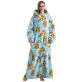 Hollevo™ Lange sherpa deken-hoodie met leuke prints en grote zak