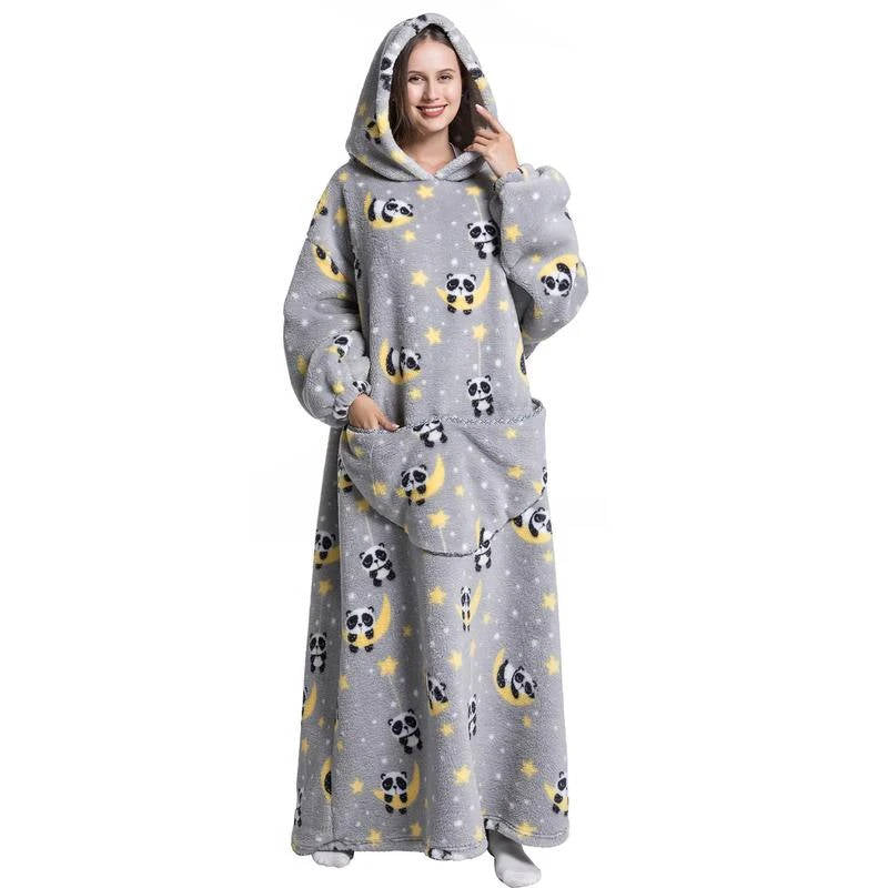 Hollevo™ Oversized sherpa deken-hoodie met lange mouwen en capuchon
