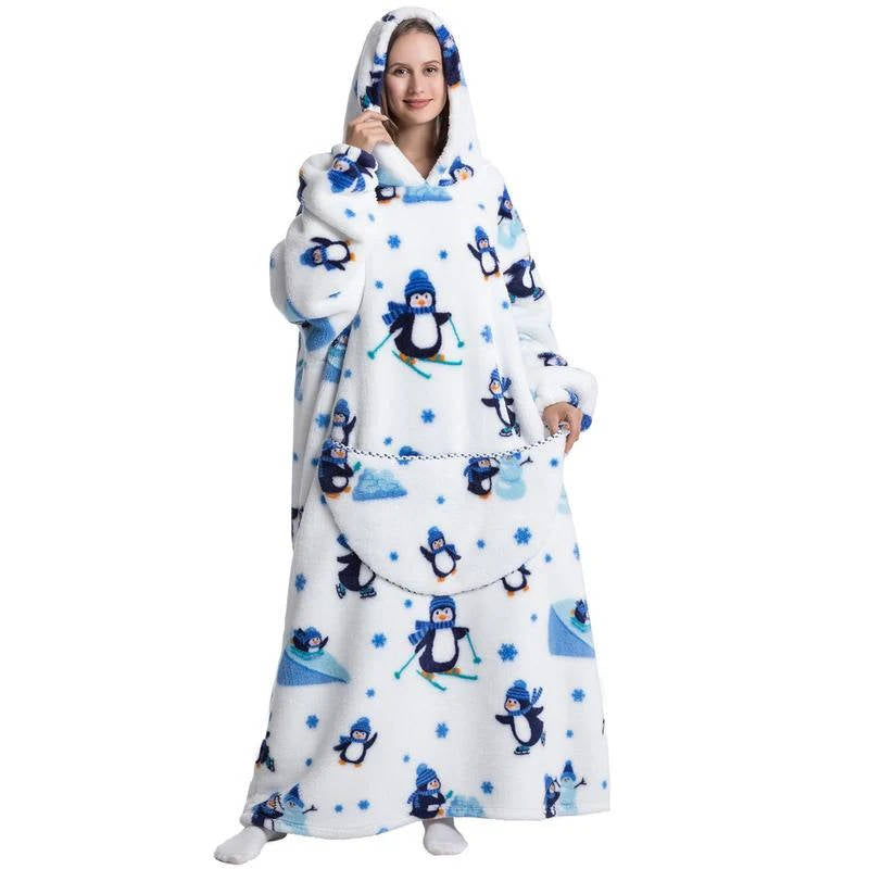 Hollevo™ Oversized sherpa deken-hoodie met lange mouwen en capuchon
