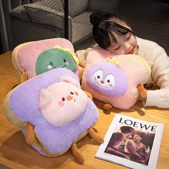 Hollevo™ Donzige pluche handwarmer in de vorm van een toastje