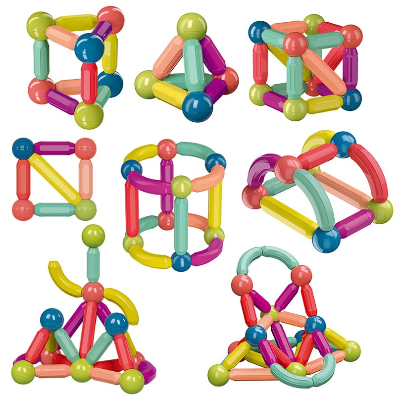 Magnetische bouwstaafjes en balletjes voor creatief 3D-bouwen