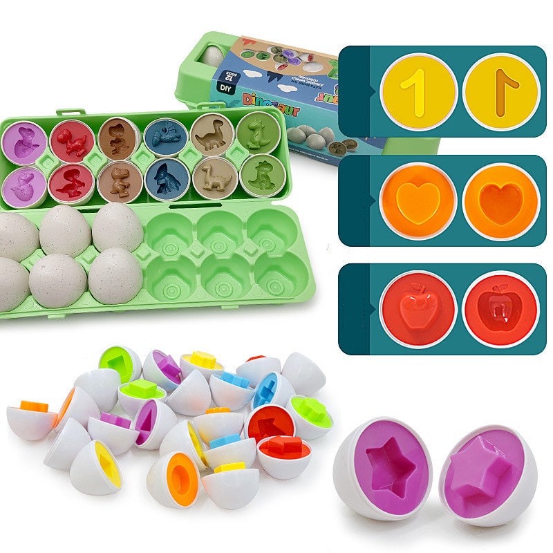 Hollevo™ Eieren matchen met vormen – sorteerspeelgoed met 12 eitjes