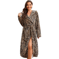 Hollevo™ Lange fleece badjas voor dames met capuchon, ceintuur en zakken