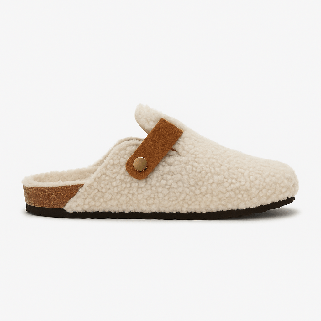 Pantoffels van natuurlijke schapenwol met antislip zool