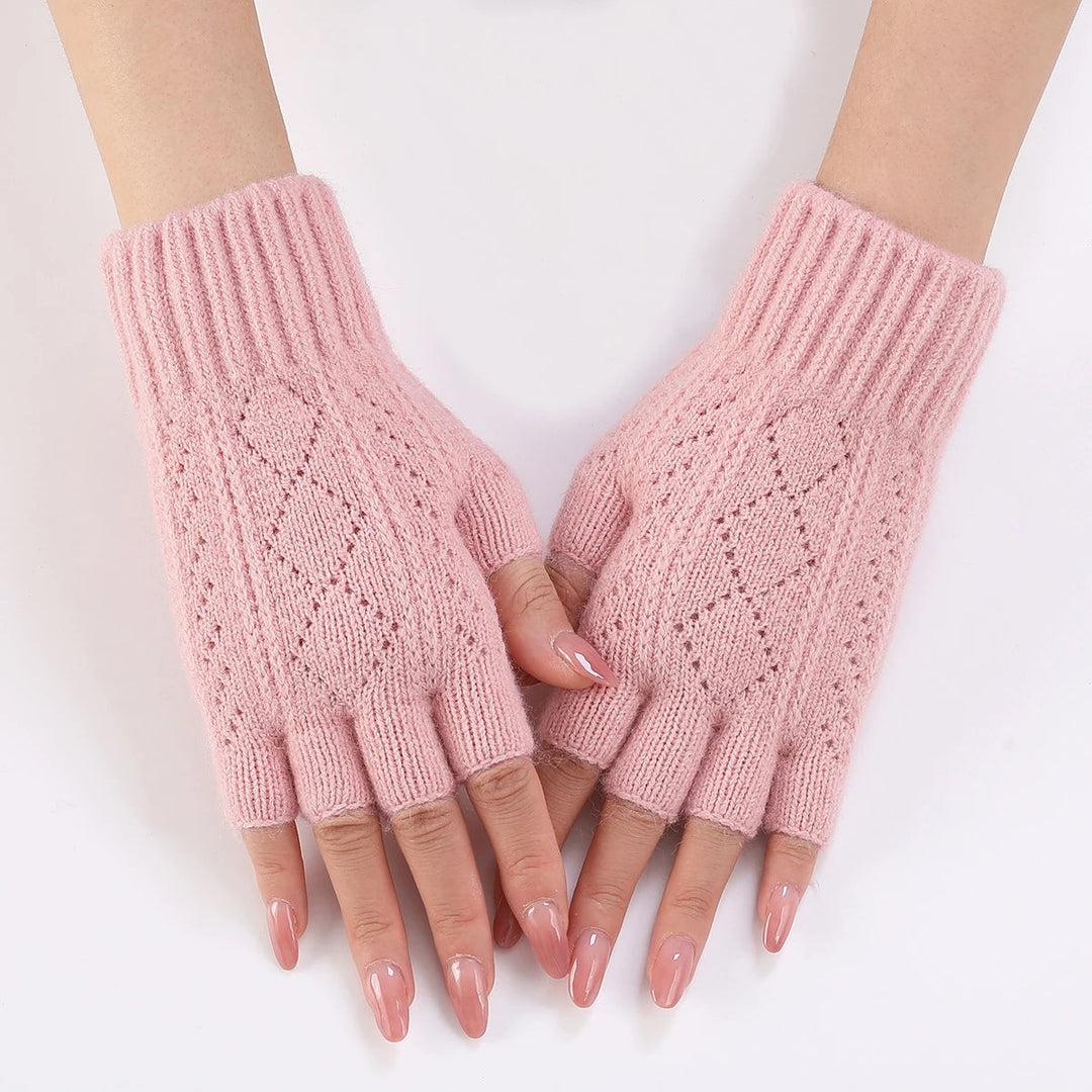 Zacht gebreid vingerloos handschoenen voor de winter
