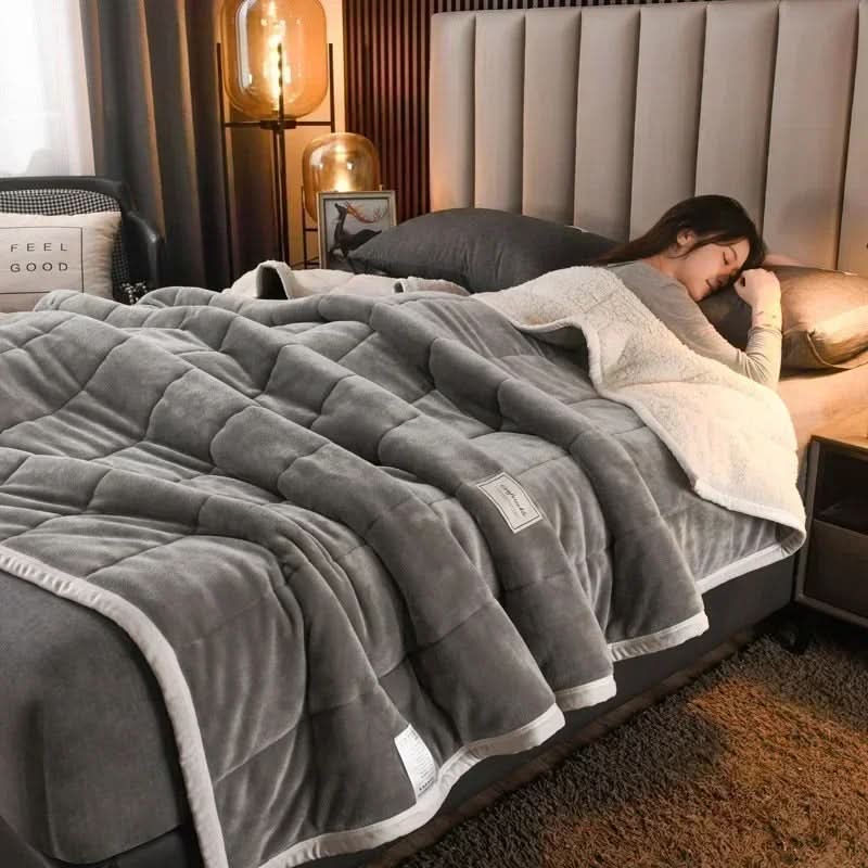 Hollevo™ Dikke deken van coral fleece en flanel voor de winter