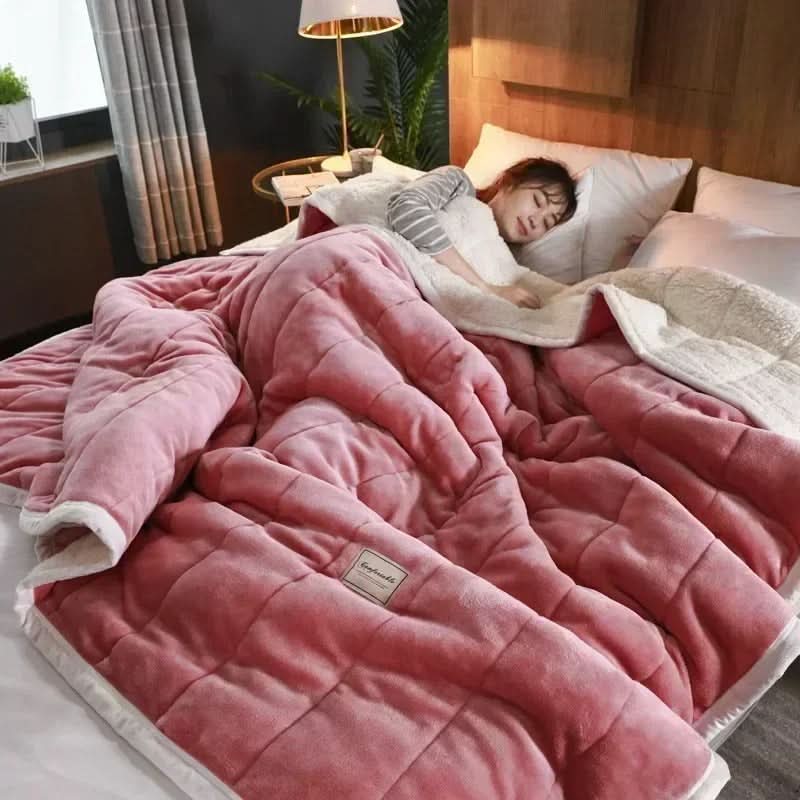 Hollevo™ Dikke deken van coral fleece en flanel voor de winter