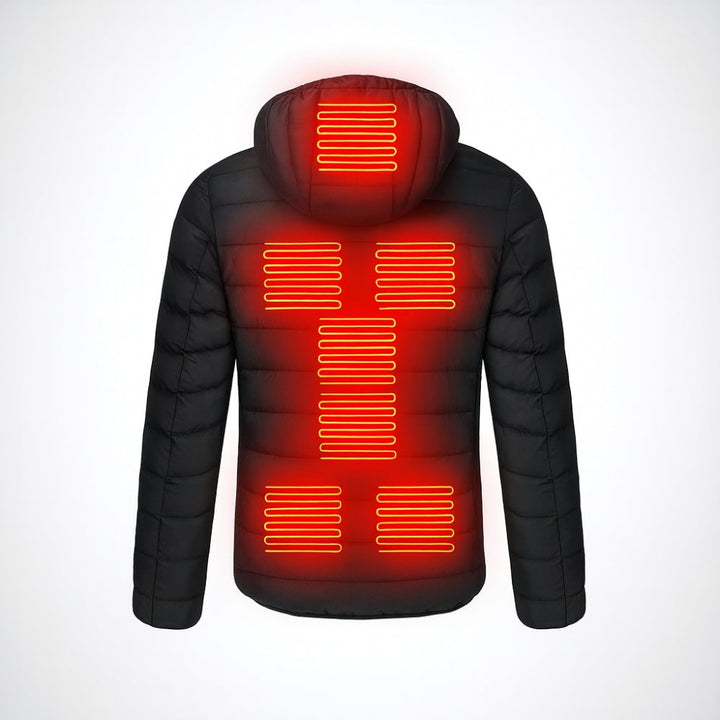Hollevo™ Verwarmde pufferjas voor heren met capuchon en 3 standen