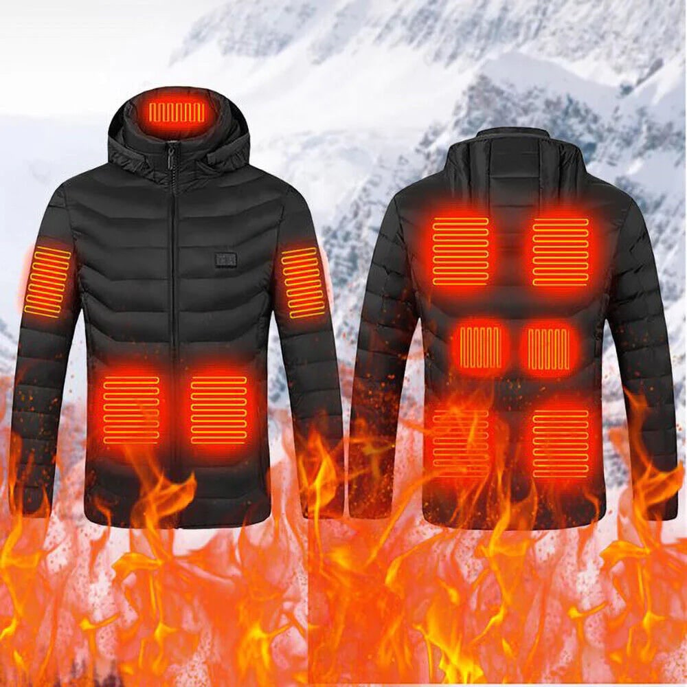 Hollevo™ Verwarmde pufferjas voor heren met capuchon en 3 standen