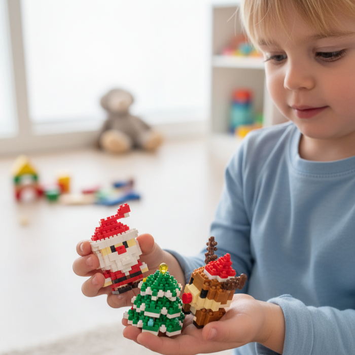 Hollevo™ Kerst-microbouwstenen met feestelijke figuren om te bouwen