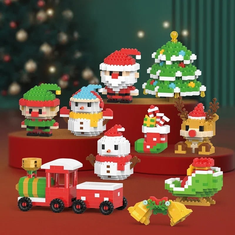 Kerst-microbouwstenen met feestelijke figuren om te bouwen