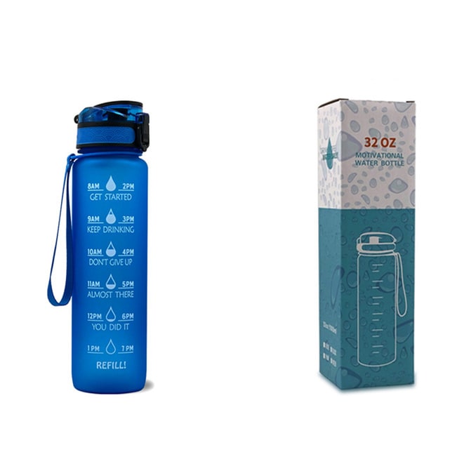 Motiverende waterfles 1 liter met tijdmarkeringen en fruitfilter