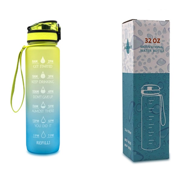 Motiverende waterfles 1 liter met tijdmarkeringen en fruitfilter