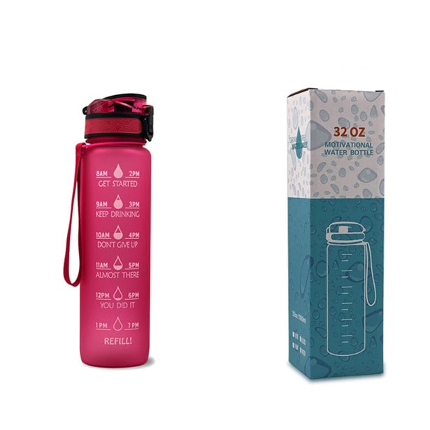 Motiverende waterfles 1 liter met tijdmarkeringen en fruitfilter