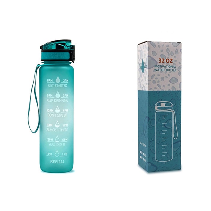 Motiverende waterfles 1 liter met tijdmarkeringen en fruitfilter