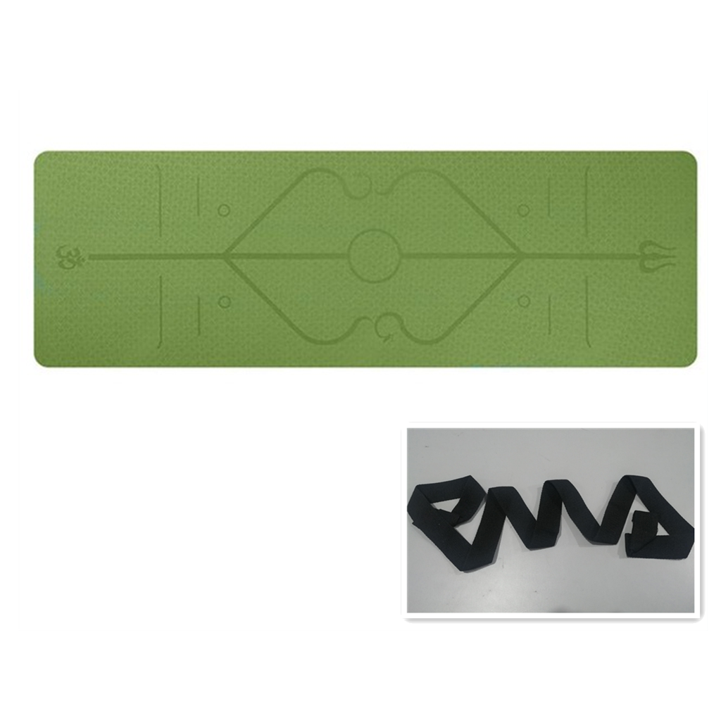 Antislip yogamat van TPE, 6 mm, met uitlijningslijnen