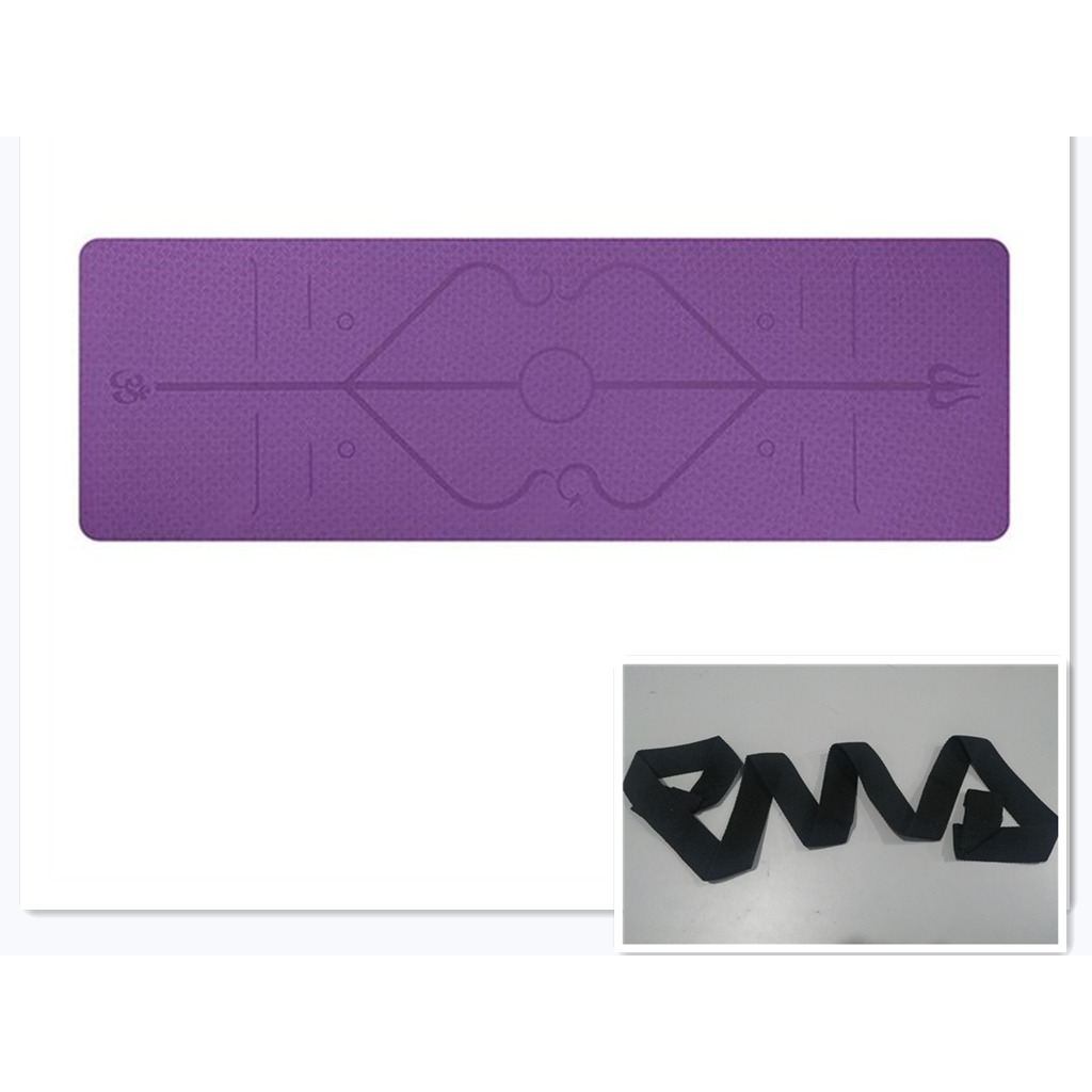 Antislip yogamat van TPE, 6 mm, met uitlijningslijnen