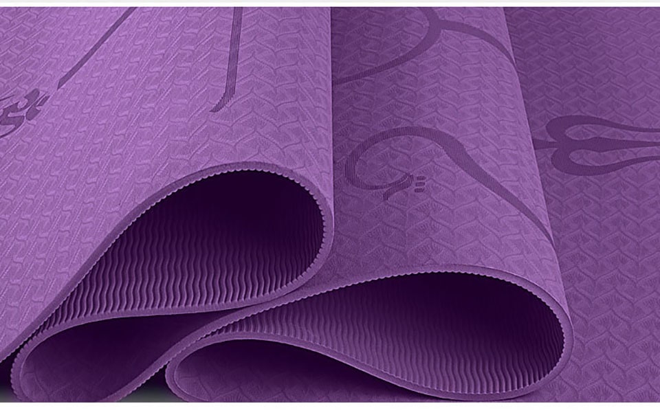 Antislip yogamat van TPE, 6 mm, met uitlijningslijnen