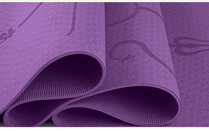 Antislip yogamat van TPE, 6 mm, met uitlijningslijnen