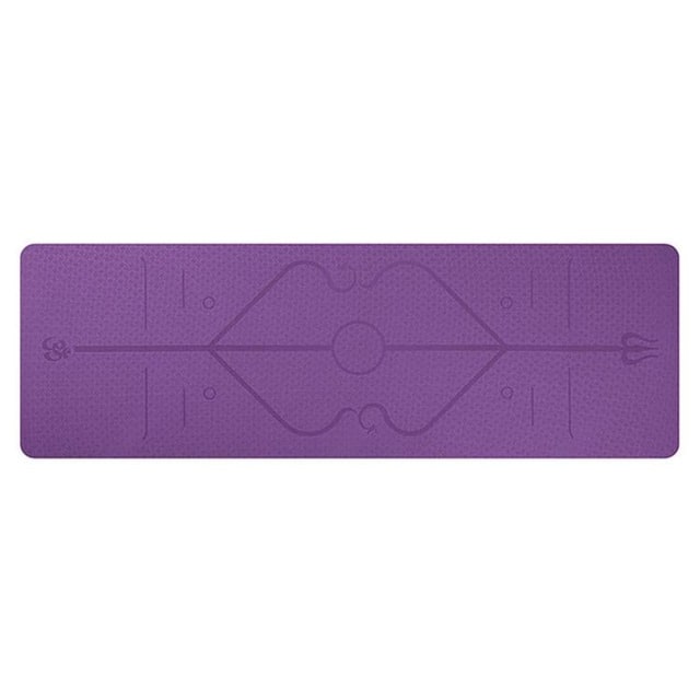 Hollevo™ Antislip yogamat van TPE, 6 mm, met uitlijningslijnen