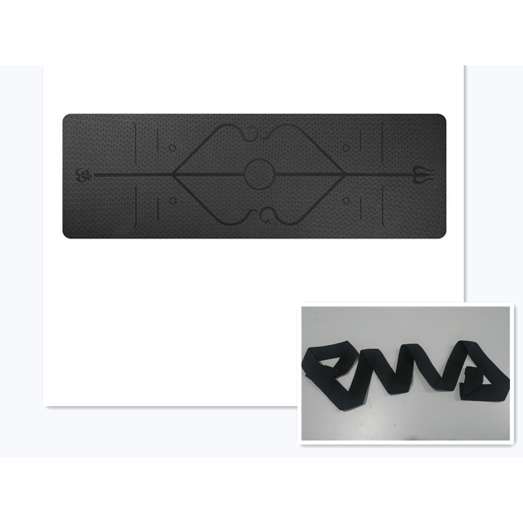Antislip yogamat van TPE, 6 mm, met uitlijningslijnen