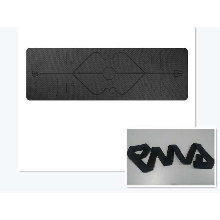 Antislip yogamat van TPE, 6 mm, met uitlijningslijnen