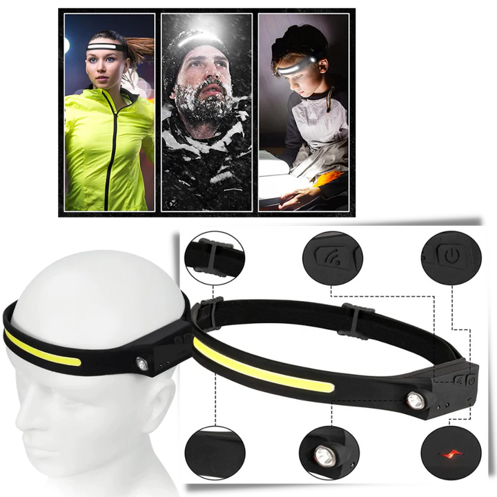 Hollevo™ Oplaadbare LED-hoofdlamp met bewegingssensor, 350 lumen
