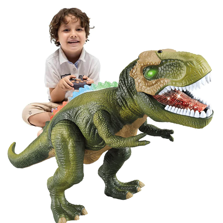 Bestuurbare T-rex die loopt, brult en in kleuren oplicht