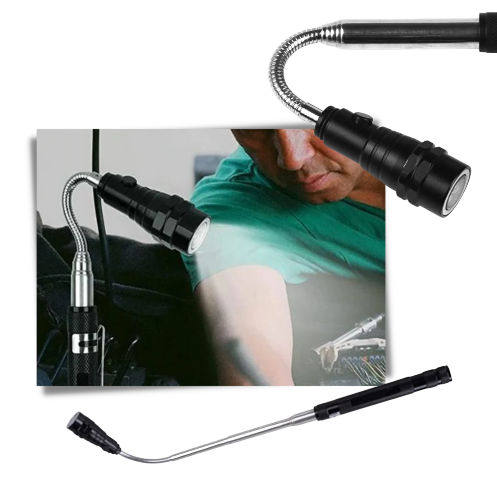 Telescopische magnetische ledzaklamp met buigbare hals