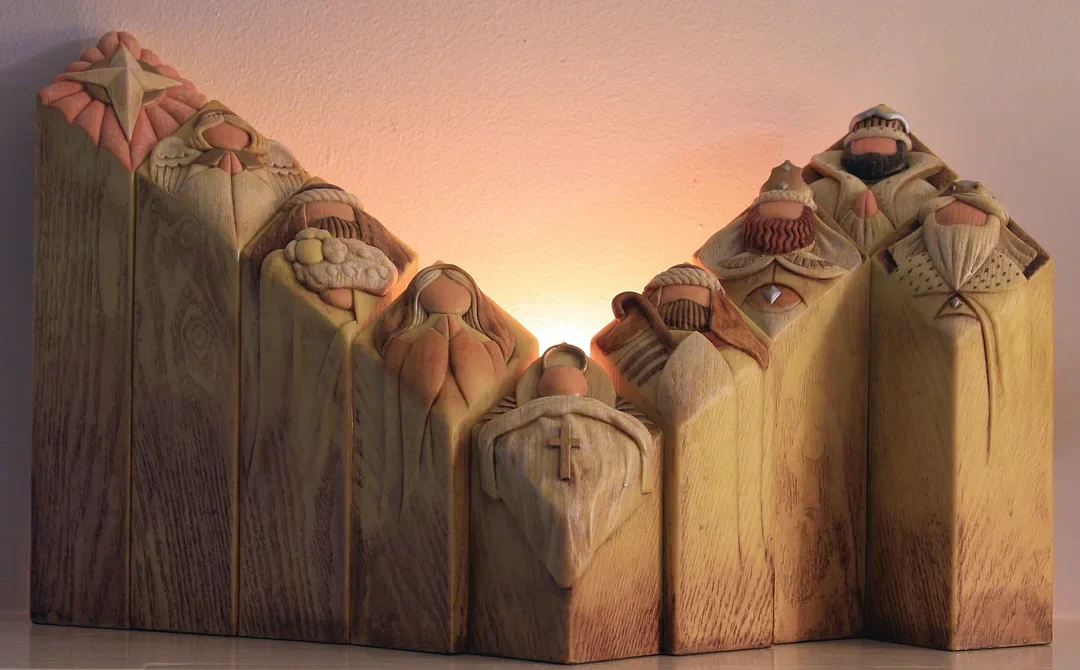 9 stuks heaven kerststal boom pillar beelden