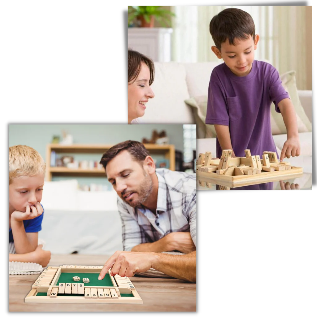 Hollevo™ Houten dobbelspel voor kinderen en volwassenen – spelend rekenen