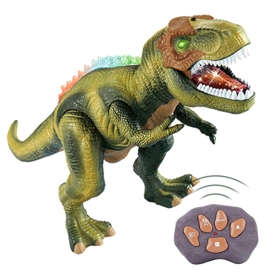 Bestuurbare T-rex die loopt, brult en in kleuren oplicht