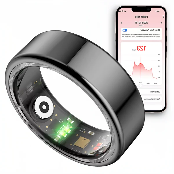 Slimme ring van rvs met slaap- en activiteitstracking