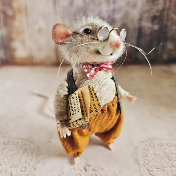 Handgemaakt schattig naald felted muis doe-het-zelf handwerk set
