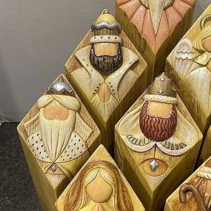 9 stuks heaven kerststal boom pillar beelden