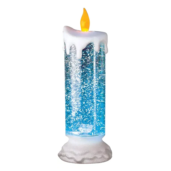 Kleurwisselende LED-kerstkaars met dwarrelende glitters