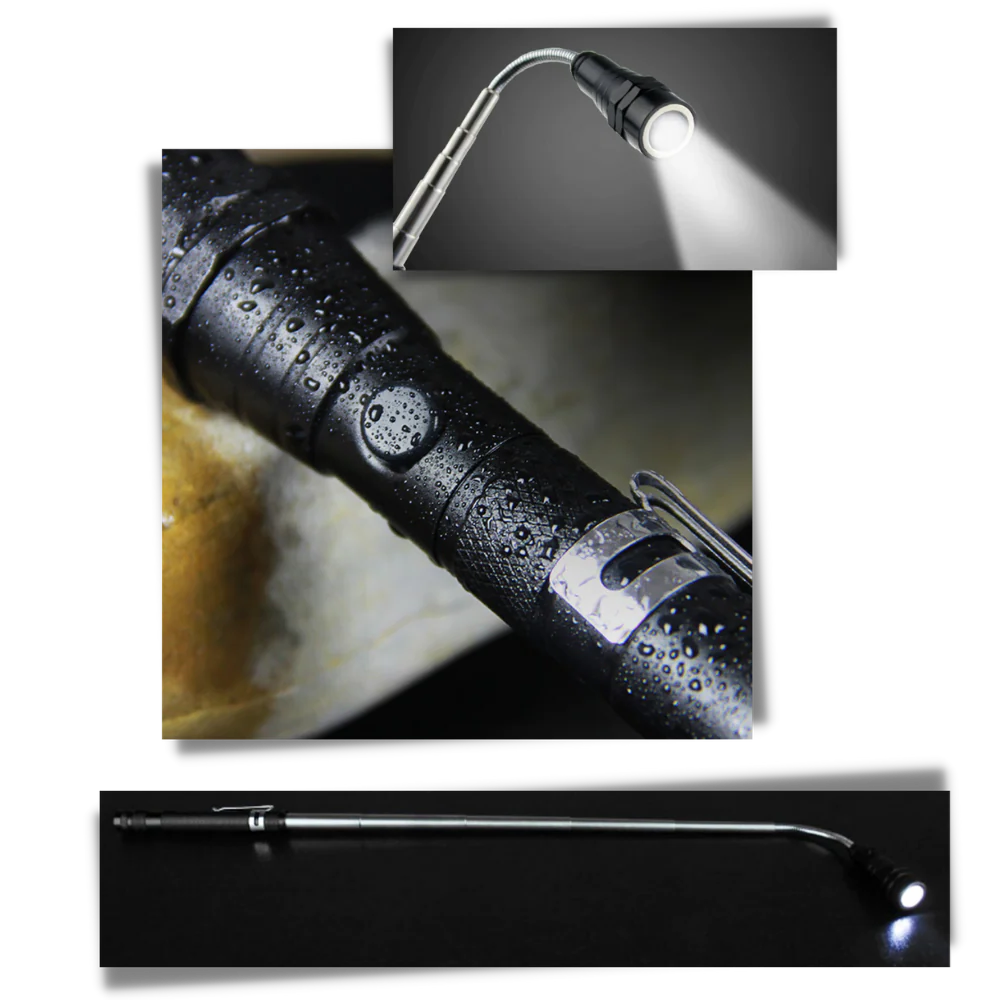 Telescopische magnetische ledzaklamp met buigbare hals