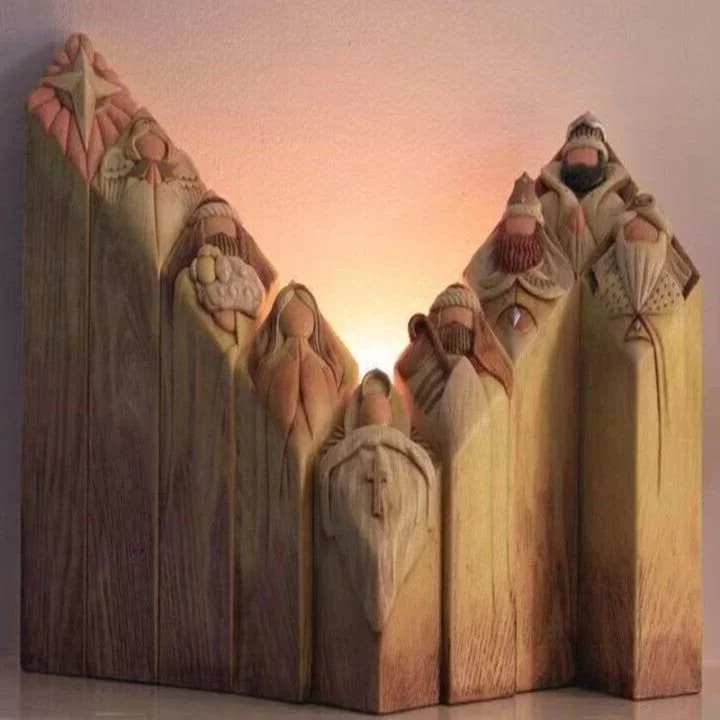 9 stuks heaven kerststal boom pillar beelden