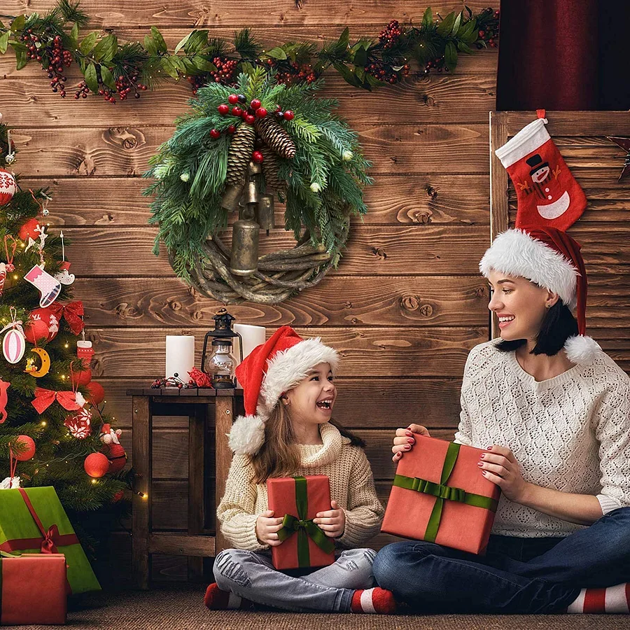 Farmhouse kerst krans, boho krans, feestdagen krans
